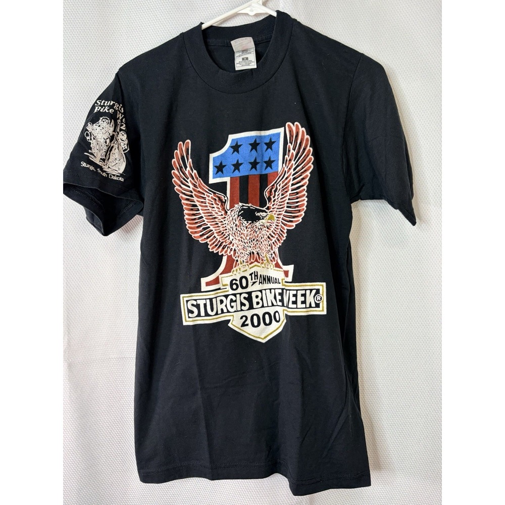 Vintage Sturgis Bike Week 2000 60th Anniversay Double-Sided Graphic Tee M Black